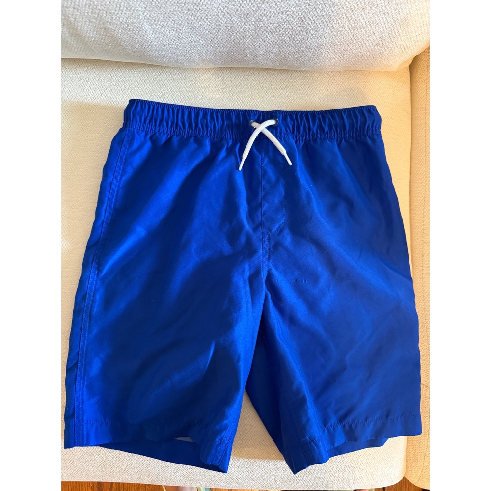 Lands End Boys Blue Swim Trunks Youth XL 14-16 Elastic Waist Board Shorts